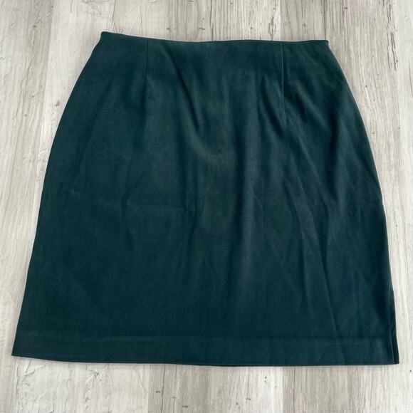 Vintage DBY Green Suede Back Zip Mini Skirt 90s Y2K 7/8 - Picture 1 of 10